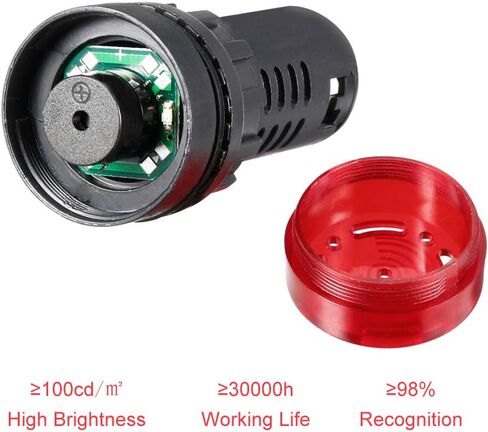 uxcell 3Pcs Green Indicator Light with Buzzer AC/DC 12V, 22mm Panel Mount Flashing Alarm, for Electrical Control Panel, HVAC, DIY Projects in Saudi Arabia