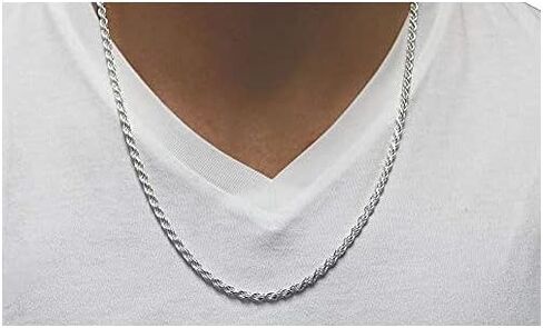 قلادة سلسلة حبل من الفضة الإسترلينية عيار 925 للرجال من Verona Jewellers، 5 مم، 6 مم، 7.5 مم، 8.5 مم - سلسلة حبل للرجال، قلادة سلسلة حبل من الفضة الإسترلينية للرجال، سوار سلسلة حبل للرجال in Kuwait