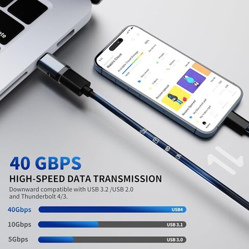 محول مغناطيسي USB C من Tttyruei بقدرة 240 وات، قطعتان محول USB C مغناطيسي قابل للفصل، 24 دبوس مع شحن سريع PD 40 جيجابت في الثانية 8K 60 هرتز لـ Thunderbolt 3/4، MacBook Pro/Air/، PS5 PSVR2 (مستقيم) in Kuwait