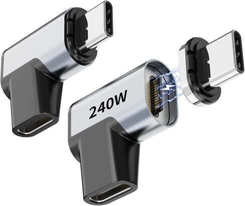 Tttyruei USB C Magnetic Adapter 240w, 2PCS USB C Right Angle Magnetic Adapter Detachable, 24 Pin with PD Fast Charging 40Gbps 8K 60Hz for Thunderbolt 3/4, MacBook Pro/Air/, PS5 PSVR2 in Saudi Arabia