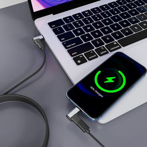 محول مغناطيسي USB C من Tttyruei بقدرة 240 وات، 2 قطعة محول مغناطيسي بزاوية قائمة USB C قابل للفصل، 24 دبوس مع شحن سريع PD 40 جيجابت في الثانية 8K 60 هرتز لـ Thunderbolt 3/4، MacBook Pro/Air/، PS5 PSVR2 in Kuwait