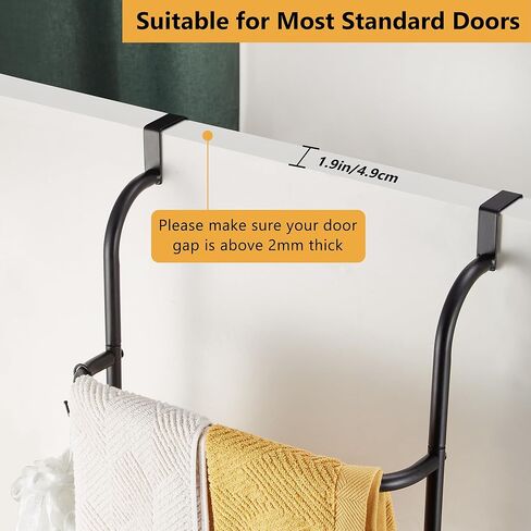 Over The Door Towel Rack, Towel Racks for Bathroom Door Hanging, Door Towel Bar Towel Storage Hanger 4 Tier Behind Door with Hooks for Bath Towels Hand Towel Blanket, Black, YOFOVI in Kuwait