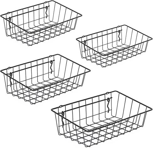 4 Pack Pegboard Baskets, 4 Different Sizes, Square Hanging Wall Mount Basket, Metal Wire Pegboard Wall Organizer Bins Set for Organizing Various Tools, Pegboard Accessories, Pegboard Hooks in Kuwait