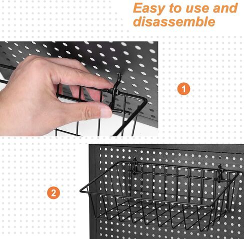 4 Pack Pegboard Baskets, 4 Different Sizes, Square Hanging Wall Mount Basket, Metal Wire Pegboard Wall Organizer Bins Set for Organizing Various Tools, Pegboard Accessories, Pegboard Hooks in Kuwait