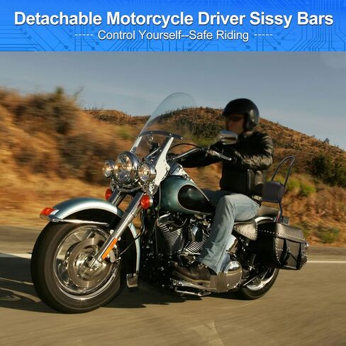 مسند ظهر للمقعد الخلفي للدراجة النارية من OXMART مع وسادة من الجلد الصناعي قابلة للفصل تناسب 2007-2017 Harley FLSTF FLSTFB Softail Night Train (أسود) in Kuwait