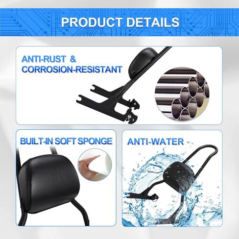 مسند ظهر للمقعد الخلفي للدراجة النارية من OXMART مع وسادة من الجلد الصناعي قابلة للفصل تناسب 2007-2017 Harley FLSTF FLSTFB Softail Night Train (أسود) in Kuwait