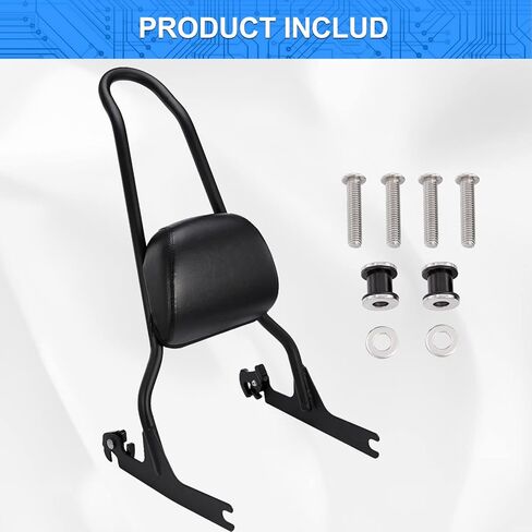 مسند ظهر للمقعد الخلفي للدراجة النارية من OXMART مع وسادة من الجلد الصناعي قابلة للفصل تناسب 2007-2017 Harley FLSTF FLSTFB Softail Night Train (أسود) in Kuwait