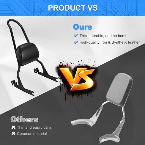 مسند ظهر للمقعد الخلفي للدراجة النارية من OXMART مع وسادة من الجلد الصناعي قابلة للفصل تناسب 2007-2017 Harley FLSTF FLSTFB Softail Night Train (أسود) in Kuwait