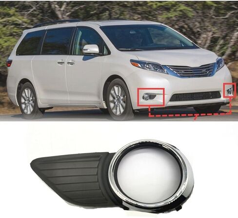 زوج من مصابيح الضباب الأمامية من SixBuys غطاء إطاري لسيارة Toyota Sienna 2011-2015 LE/XLE للسائق وجانب الركاب TO1038146 + TO1039146 in Kuwait