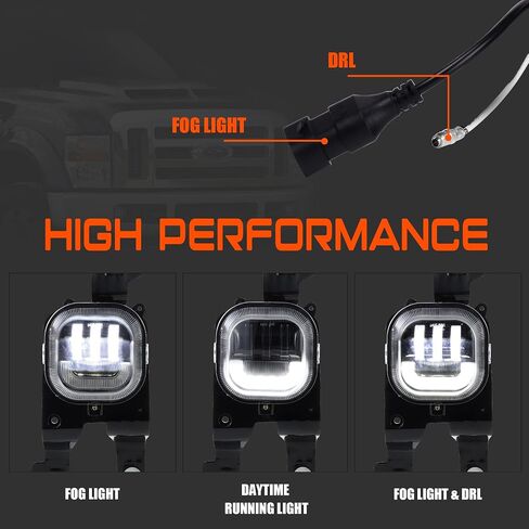 مجموعة مصابيح الضباب LED مع أضواء النهار الجري لـ 2008 2009 2010 Ford F250 F350 F450 F550 مجموعة مصابيح الضباب للقيادة التوصيل والتشغيل in Kuwait