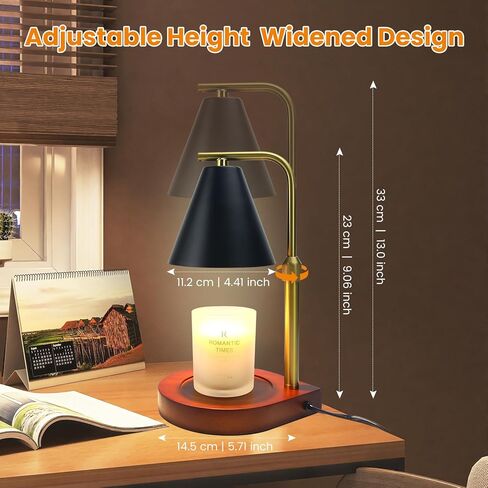 مصباح سموكي لتدفئة الشموع - مع مؤقت وقاعدة خشبية باهتة، سخان يذوب الشمع لبرطمانات الشموع، سخان يذوب الشمع مع لمبتين (بني) in Kuwait