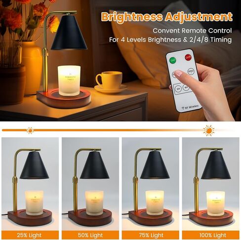 مصباح سموكي لتدفئة الشموع - مع مؤقت وقاعدة خشبية باهتة، سخان يذوب الشمع لبرطمانات الشموع، سخان يذوب الشمع مع لمبتين (بني) in Kuwait