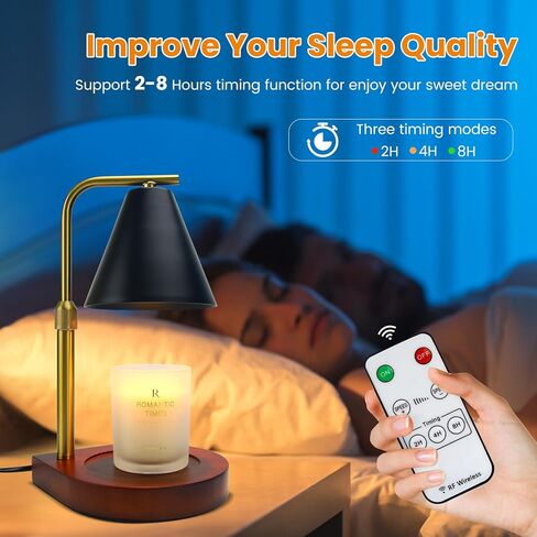 مصباح سموكي لتدفئة الشموع - مع مؤقت وقاعدة خشبية باهتة، سخان يذوب الشمع لبرطمانات الشموع، سخان يذوب الشمع مع لمبتين (بني) in Kuwait