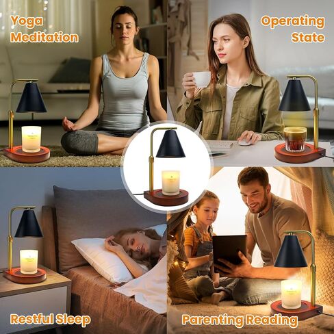 مصباح سموكي لتدفئة الشموع - مع مؤقت وقاعدة خشبية باهتة، سخان يذوب الشمع لبرطمانات الشموع، سخان يذوب الشمع مع لمبتين (بني) in Kuwait