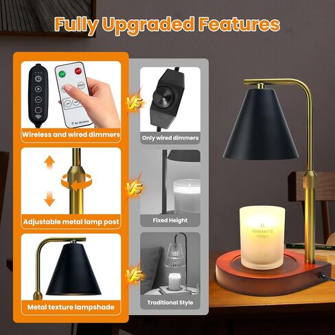 مصباح سموكي لتدفئة الشموع - مع مؤقت وقاعدة خشبية باهتة، سخان يذوب الشمع لبرطمانات الشموع، سخان يذوب الشمع مع لمبتين (بني) in Kuwait