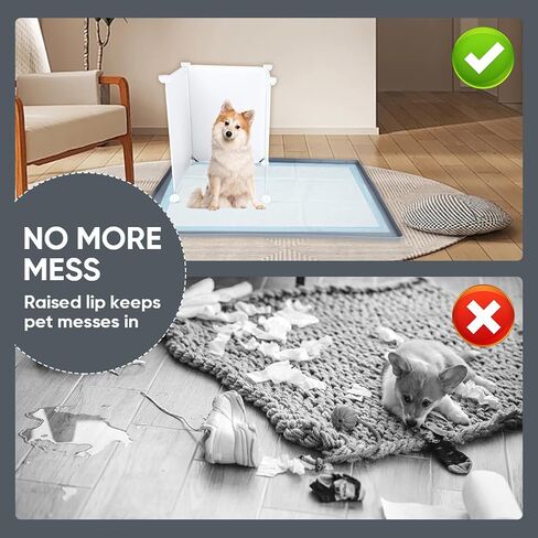 صينية حامل وسادة تبول الكلاب الجرو مع واقي من الرذاذ - مقاس 22 × 28 بوصة مانعة للتسرب من السيليكون حامل وسادة وي وي للكلاب سهل التنظيف in Kuwait