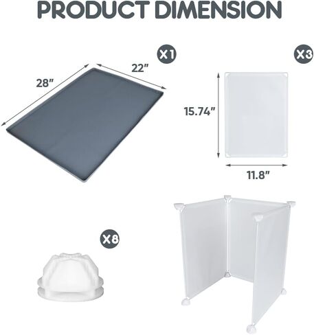 صينية حامل وسادة تبول الكلاب الجرو مع واقي من الرذاذ - مقاس 22 × 28 بوصة مانعة للتسرب من السيليكون حامل وسادة وي وي للكلاب سهل التنظيف in Kuwait