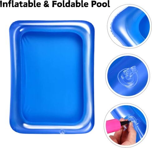 Lizard Bath Pool & Collar Rings Set - Inflatable Reptile Bathing Swimming Pool Bathtub Reptile Swim Float Ring for Leopard Gecko Amphibians Habitat Accessories Grooming Health Supplies (Blue) in Saudi Arabia