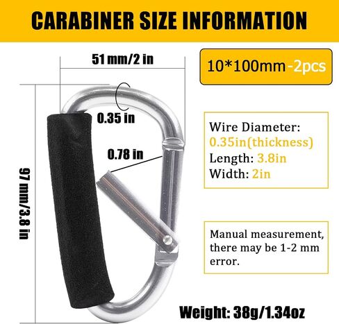 OMUKY Carabiner Shopping Bag Holder Handle Multipurpose Snap Hook Stroller Buckle Oversized Sponge Clip 2-Pack in Kuwait