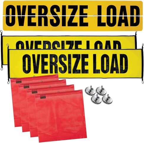 VULCAN Oversize Load Banners, Multi-Color Flags and Magnets Kit - Includes 2 Stretch Cord Oversize Load Banners, 4 Magnets, 4 Red Flags, 4 Orange Flags, and A High-Viz Vented Storage Bag in Saudi Arabia
