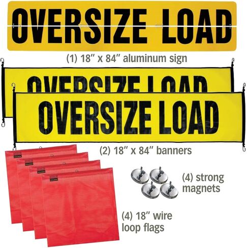 VULCAN Oversize Load Banners, Multi-Color Flags and Magnets Kit - Includes 2 Stretch Cord Oversize Load Banners, 4 Magnets, 4 Red Flags, 4 Orange Flags, and A High-Viz Vented Storage Bag in Saudi Arabia