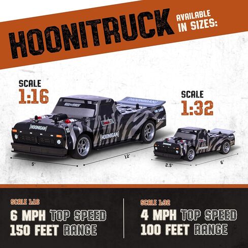 Flybar Hoonigan، سيارة التحكم عن بعد Hoonitruck للأطفال - سيارة RC، سيارات RC، سيارة سباق، 3.7 فولت، 2.4 جيجا هرتز، تصميم طبق الأصل مفصل، بطارية USB قابلة لإعادة الشحن، مقياس 1:16، نطاق 150 قدم، 6 ميل في الساعة in Saudi Arabia