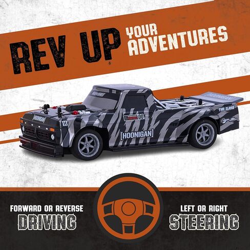 Flybar Hoonigan، سيارة التحكم عن بعد Hoonitruck للأطفال - سيارة RC، سيارات RC، سيارة سباق، 3.7 فولت، 2.4 جيجا هرتز، تصميم طبق الأصل مفصل، بطارية USB قابلة لإعادة الشحن، مقياس 1:16، نطاق 150 قدم، 6 ميل في الساعة in Saudi Arabia