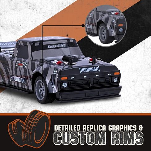 Flybar Hoonigan، سيارة التحكم عن بعد Hoonitruck للأطفال - سيارة RC، سيارات RC، سيارة سباق، 3.7 فولت، 2.4 جيجا هرتز، تصميم طبق الأصل مفصل، بطارية USB قابلة لإعادة الشحن، مقياس 1:16، نطاق 150 قدم، 6 ميل في الساعة in Saudi Arabia