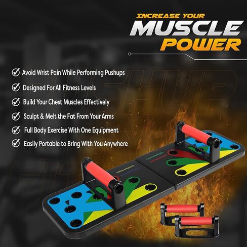Pushup Board, Max Push Board, Premium Quality Max Pushup Board for Building Chest Muscles and Burning Arm Fat, Portable Home Workout Pushup, All-in-One (The Perfect Gym Gift) in Saudi Arabia
