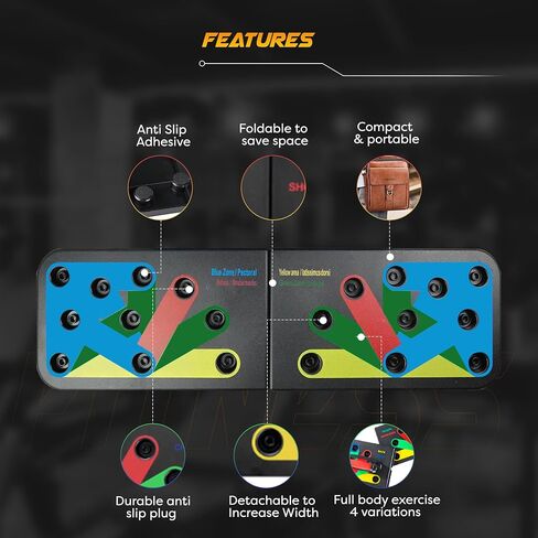 Pushup Board, Max Push Board, Premium Quality Max Pushup Board for Building Chest Muscles and Burning Arm Fat, Portable Home Workout Pushup, All-in-One (The Perfect Gym Gift) in Saudi Arabia
