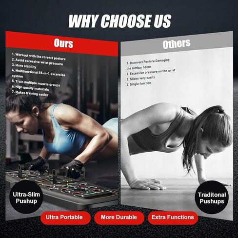 Emurdyon Push Up Board, Multi-Functional 15 in 1 Foldable Push Up Bar, Push up Handles for Floor, Professional Push Up Strength Training Equipment in Kuwait