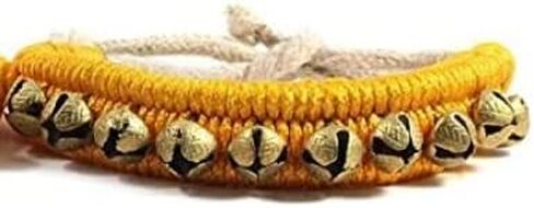 Dancing Ghungroo Big Bells Pair 1 Lines Anklet Handmade Musical Instrument Classical Bharatnatayam Kuchchipudi Ghungru (Yellow Paded 20 Bell) in Saudi Arabia