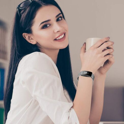 حزام معدني متوافق مع سوار Fitbit Inspire 2، حلقة شبكية من الفولاذ المقاوم للصدأ، حزام بديل قابل للتعديل لـ Fitbit Inspire 2 / Inspire HR/Inspire Fitness Tracker in Kuwait