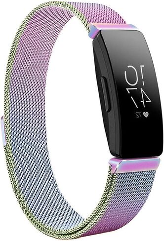 حزام معدني متوافق مع سوار Fitbit Inspire 2، حلقة شبكية من الفولاذ المقاوم للصدأ، حزام بديل قابل للتعديل لـ Fitbit Inspire 2 / Inspire HR/Inspire Fitness Tracker in Kuwait