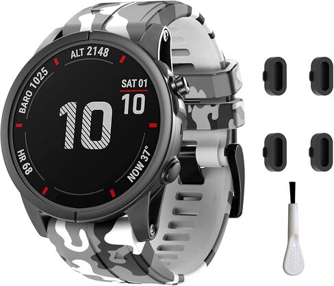 26mm Quick Easy Fit Camouflage Silicone Watch Band Compatible for Garmin Fenix 7x/Fenix 6x Pro/Fenix 6x/Fenix 5x Plus/Fenix 3/Fenix 3 HR, Sport Waterproof Replacement Wrist Strap for Enduro/Descent Mk1/D2 Delta PX/Tactix Delta in Saudi Arabia