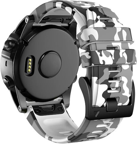 26mm Quick Easy Fit Camouflage Silicone Watch Band Compatible for Garmin Fenix 7x/Fenix 6x Pro/Fenix 6x/Fenix 5x Plus/Fenix 3/Fenix 3 HR, Sport Waterproof Replacement Wrist Strap for Enduro/Descent Mk1/D2 Delta PX/Tactix Delta in Saudi Arabia