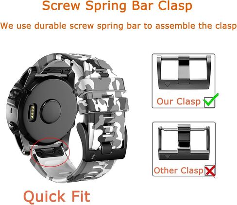 26mm Quick Easy Fit Camouflage Silicone Watch Band Compatible for Garmin Fenix 7x/Fenix 6x Pro/Fenix 6x/Fenix 5x Plus/Fenix 3/Fenix 3 HR, Sport Waterproof Replacement Wrist Strap for Enduro/Descent Mk1/D2 Delta PX/Tactix Delta in Saudi Arabia