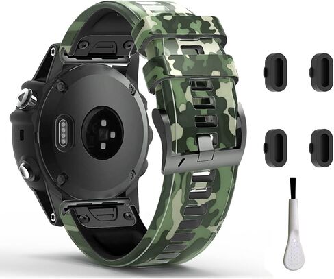 26mm Quick Easy Fit Camouflage Silicone Watch Band Compatible for Garmin Fenix 7x/Fenix 6x Pro/Fenix 6x/Fenix 5x Plus/Fenix 3/Fenix 3 HR, Sport Waterproof Replacement Wrist Strap for Enduro/Descent Mk1/D2 Delta PX/Tactix Delta in Saudi Arabia