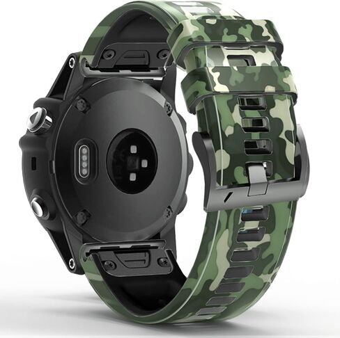 26mm Quick Easy Fit Camouflage Silicone Watch Band Compatible for Garmin Fenix 7x/Fenix 6x Pro/Fenix 6x/Fenix 5x Plus/Fenix 3/Fenix 3 HR, Sport Waterproof Replacement Wrist Strap for Enduro/Descent Mk1/D2 Delta PX/Tactix Delta in Saudi Arabia