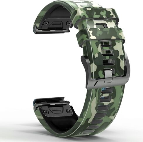 26mm Quick Easy Fit Camouflage Silicone Watch Band Compatible for Garmin Fenix 7x/Fenix 6x Pro/Fenix 6x/Fenix 5x Plus/Fenix 3/Fenix 3 HR, Sport Waterproof Replacement Wrist Strap for Enduro/Descent Mk1/D2 Delta PX/Tactix Delta in Saudi Arabia