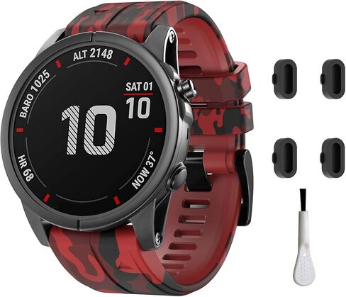 26mm Quick Easy Fit Camouflage Silicone Watch Band Compatible for Garmin Fenix 7x/Fenix 6x Pro/Fenix 6x/Fenix 5x Plus/Fenix 3/Fenix 3 HR, Sport Waterproof Replacement Wrist Strap for Enduro/Descent Mk1/D2 Delta PX/Tactix Delta in Kuwait