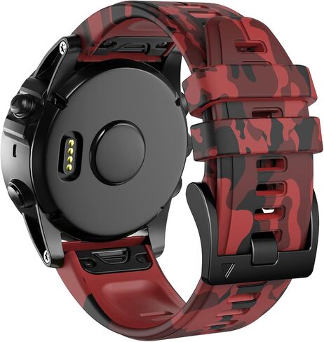 26mm Quick Easy Fit Camouflage Silicone Watch Band Compatible for Garmin Fenix 7x/Fenix 6x Pro/Fenix 6x/Fenix 5x Plus/Fenix 3/Fenix 3 HR, Sport Waterproof Replacement Wrist Strap for Enduro/Descent Mk1/D2 Delta PX/Tactix Delta in Kuwait