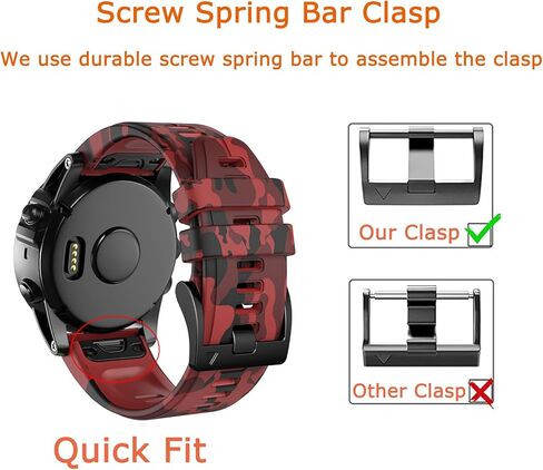 26mm Quick Easy Fit Camouflage Silicone Watch Band Compatible for Garmin Fenix 7x/Fenix 6x Pro/Fenix 6x/Fenix 5x Plus/Fenix 3/Fenix 3 HR, Sport Waterproof Replacement Wrist Strap for Enduro/Descent Mk1/D2 Delta PX/Tactix Delta in Kuwait
