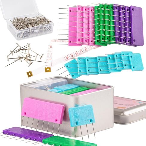 Svartur Crochet Blocking Pin Kit, with 20 Knit Blocking Combs &100 T-Pins and Tin Case, Rainbow Knitting Block Pins for Blocking Mats, Multicolor in Kuwait