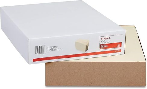 Staples 116822 File Folders 3-Tab Right Position Letter Manila 100/Box (116822) in Saudi Arabia