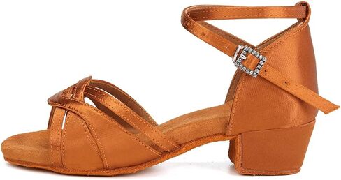 حذاء رقص لاتيني للفتيات من HROYL بكعب منخفض سالسا تانجو براتيس بروفورمانس، موديل D28 in Kuwait