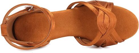 حذاء رقص لاتيني للفتيات من HROYL بكعب منخفض سالسا تانجو براتيس بروفورمانس، موديل D28 in Kuwait