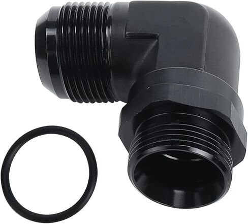 أداء التيار المتردد من الألومنيوم الأسود 90 درجة -6 ذكر مضيئة إلى -8 AN ORB O Ring Port الموضوع 3/4 × 16 محول تركيب دوار in Kuwait