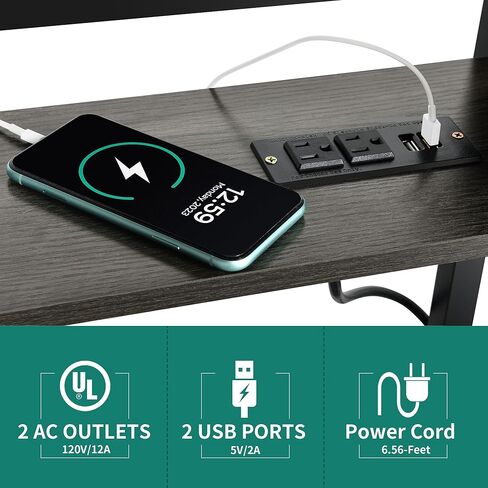 طاولة YITAHOME قابلة لضبط الارتفاع مع محطة شحن، مكتب محمول بعجلات، مكتب كمبيوتر صغير قائم مع سطح طاولة قابل للإمالة وحقيبة تخزين، أسود in Kuwait