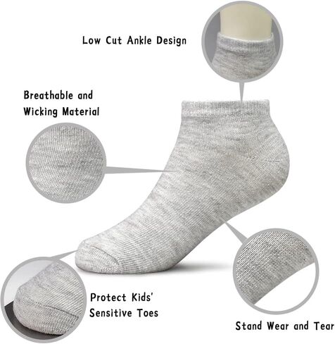 Toddler Socks, 16 Pairs Low Cut Ankle Socks for Kids (1-14 Years) | No Show Short Socks for Boys & Girls, Breathable, Lightweight, School, Athletic, Soft & Comfortable in Saudi Arabia